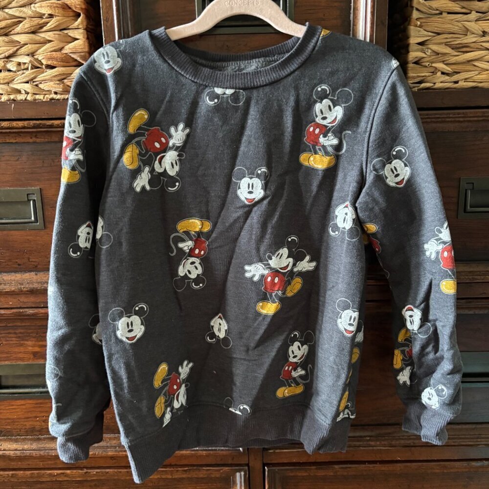 Disney gray Mickey Mouse graphic crew sweatshirt in size 8